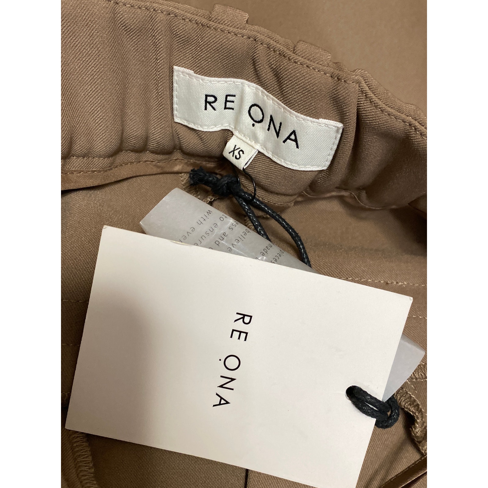 New Re Ona Women's Tan Pleated High Rise Straight Curve Trousers Pants Size Xs — image 5 of 6